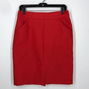 J. Crew red pencil skirt size 6